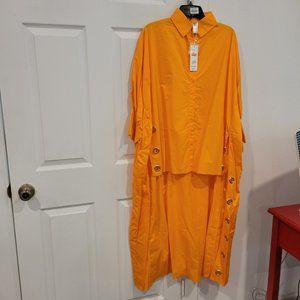 Orange tunic tuxedo blouse  one size fits all